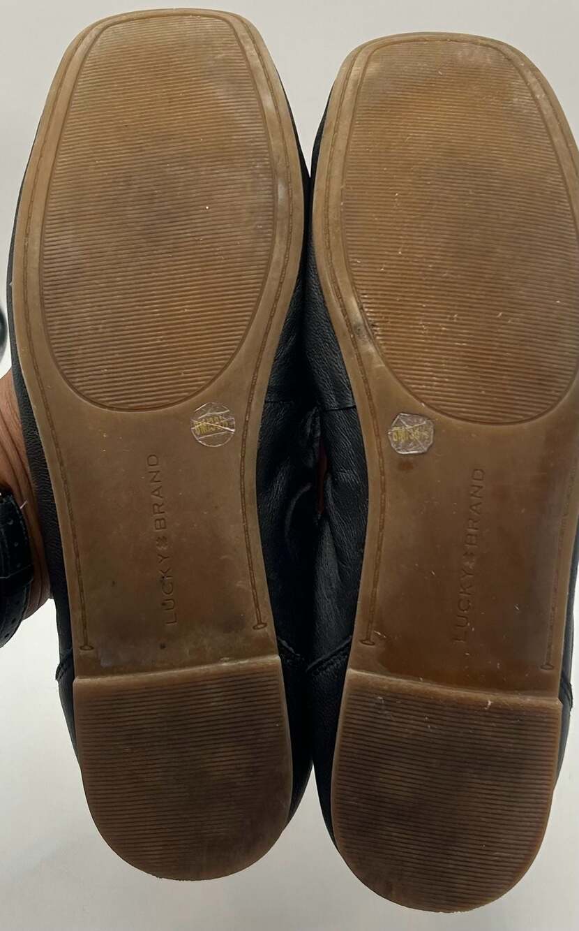 Lucky Brand Emmie Black Leather Square Toe Ballet Flats 8.5 - Picture 3 of 7